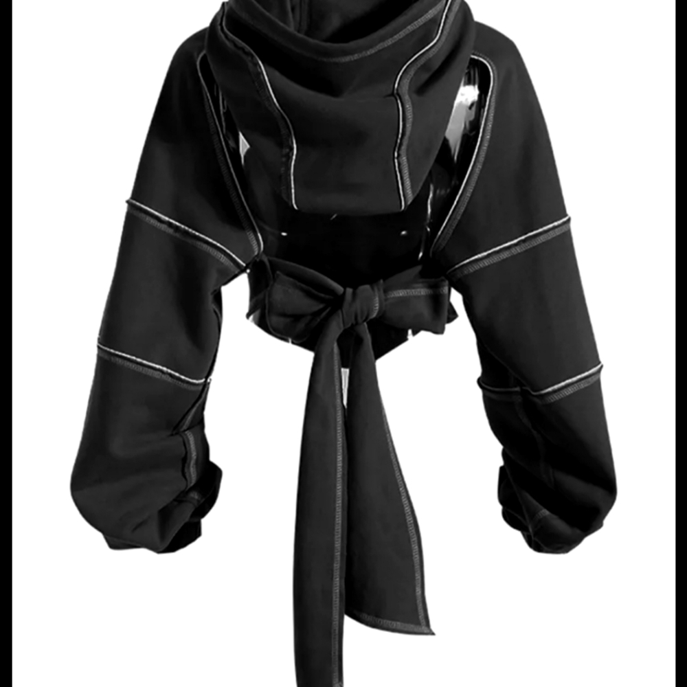 Dream Architect Cropped Unique Hoodie Size M. Black with White